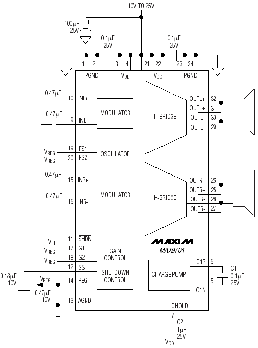 Типовая схема включения MAX9704