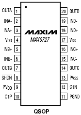 Расположение выводов MAX9727