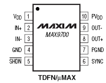 Расположение выводов MAX9700