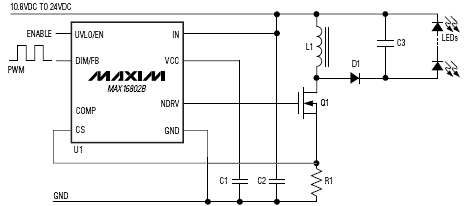 Типовая схема включения MAX16801A/BMAX16802A/B