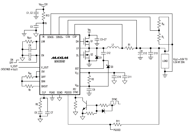 Типовая схема включения MAX5060/MAX5061