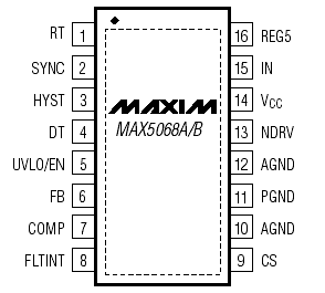 Расположение выводов MAX5068