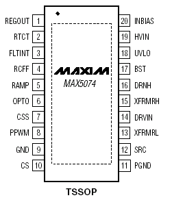Расположение выводов MAX5074