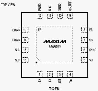 Расположение выводов MAX5090