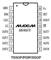 Расположение выводов MAX6970