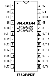 Расположение выводов MAX6971