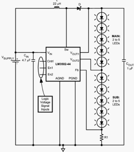 Типовая схема включения LM3502