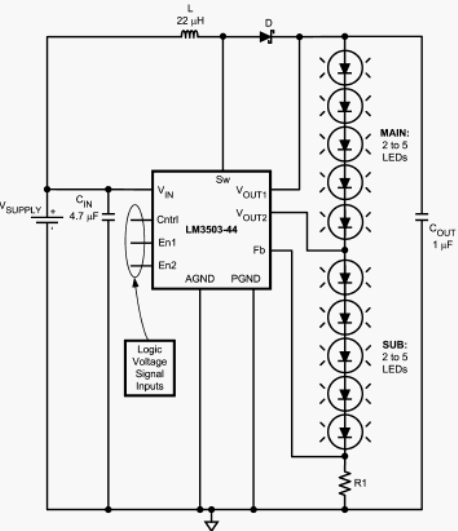 Типовая схема включения LM3503