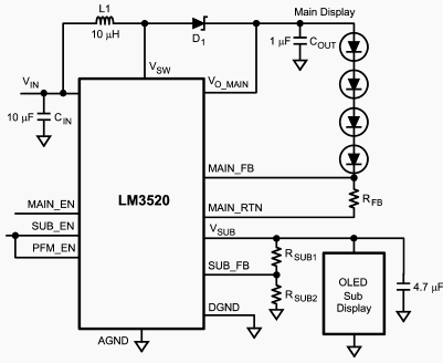 Типовая схема включения LM3520